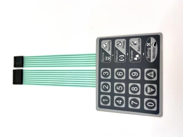 Quality Custom OEM Flat Membrane Keyboard Backlit Membrane Switch For Baby Security Monitor for sale
