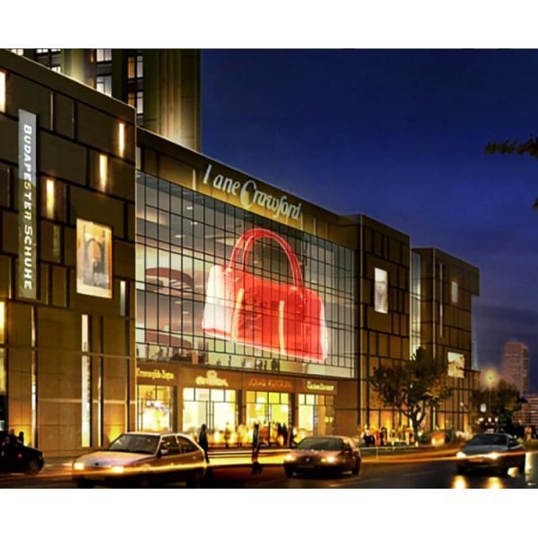 Customized Full Color Transparent Display Screen For Building Facades / Glass Curtain Walls