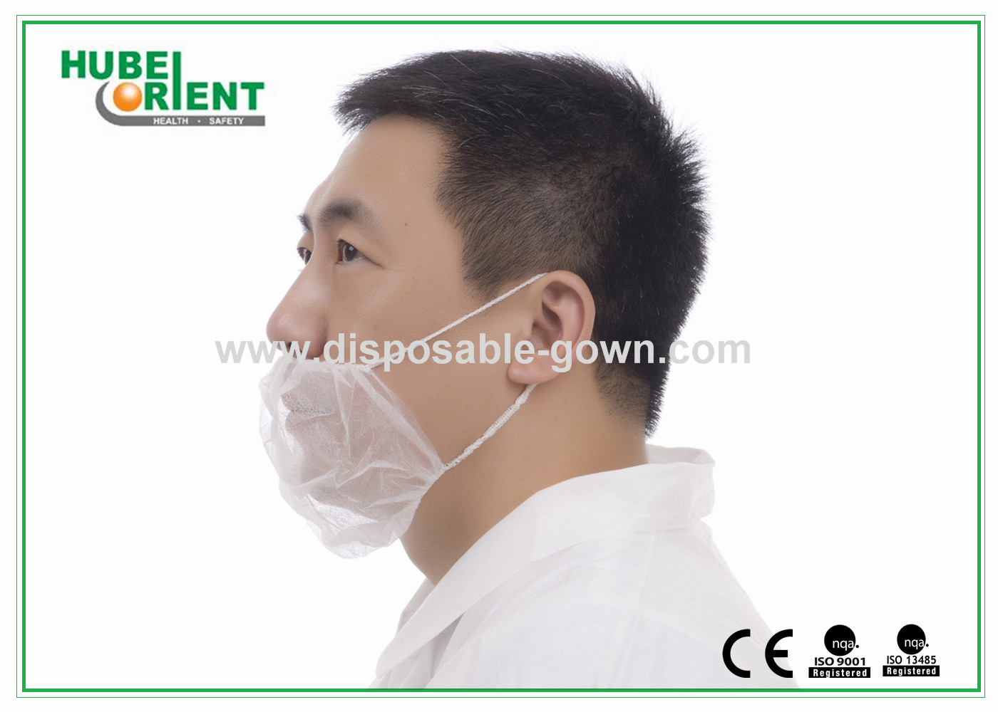 Disposable Blue And White Beard Net Cover /Mouth Guard With Single Elastic