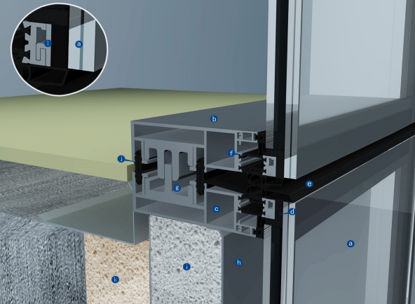 Vertical Load Transfer Unitized Window Wall System Customizable Upper Lower