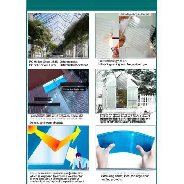 UV Resistant 8mm Polycarbonate Hollow Sheet for Greenhouse Covering