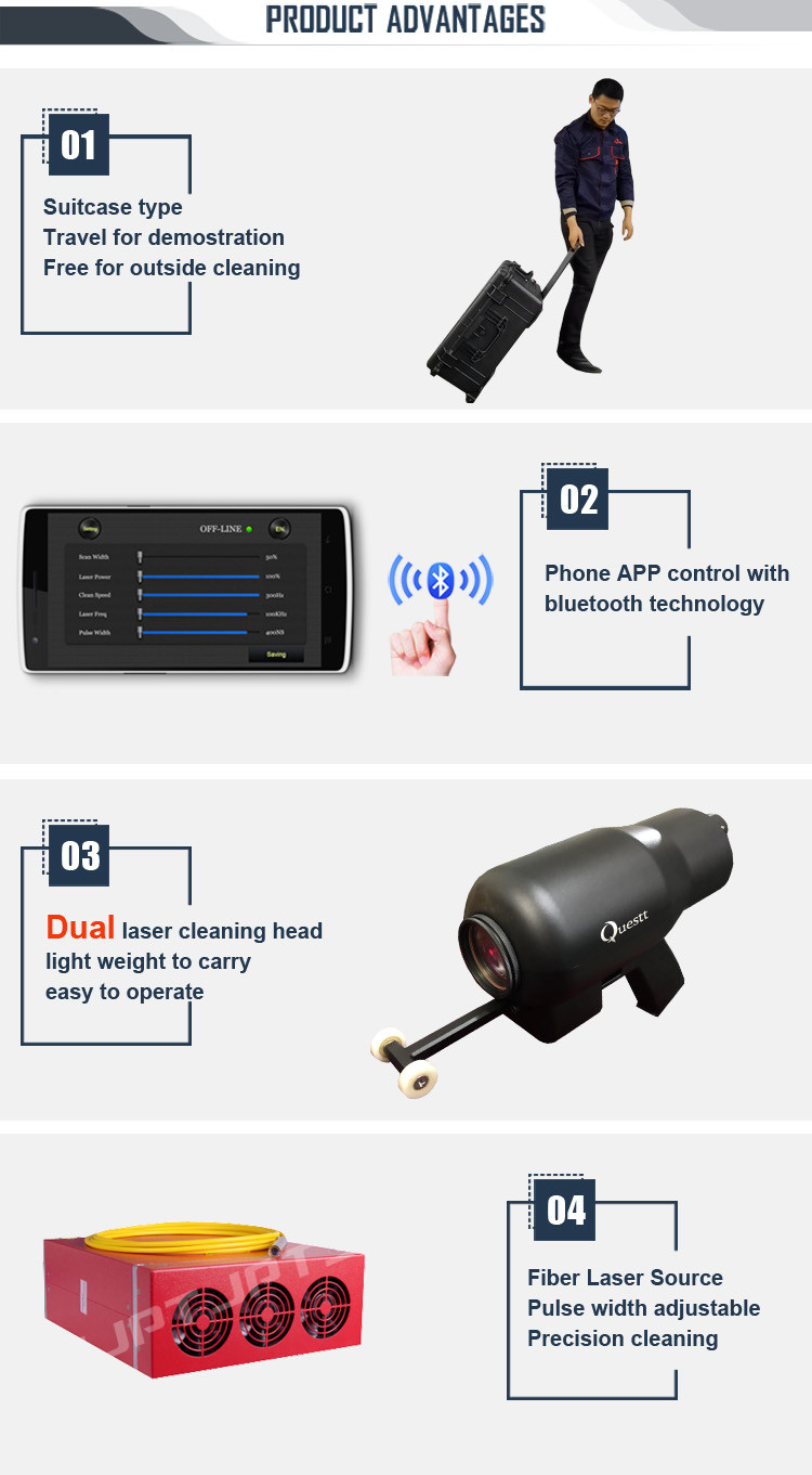 Mobile Case Handheld MOPA Laser Rust Removal Machine Wireless BlueTooth Connection