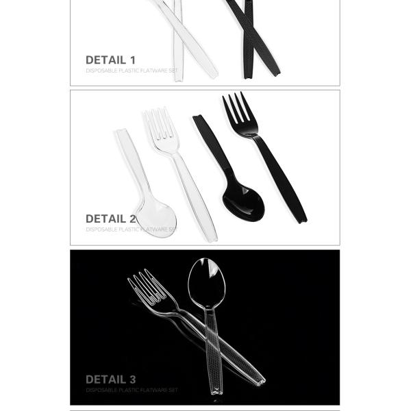 Factory direct dessert supplies 6.5 inch disposable plastic cutlery set