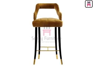 China Velvet Upholstered Restaurant Bar Stools Solid Ash Wood With Hollowed Out Backrest on sale