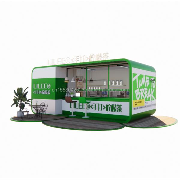 Modular Prefab Shipping Container Restaurant 20ft Coffee Bar with Galvanized Steel Square Tubes Steel Frame