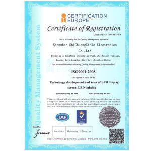 Shenzhen ShiXin Display Technology Co.,Ltd Certifications
