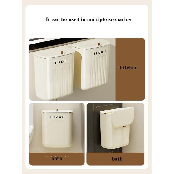 Large Capacity Slit Wall Mounted Toilet Wall Mounted Plastic Trash Can with Lid
