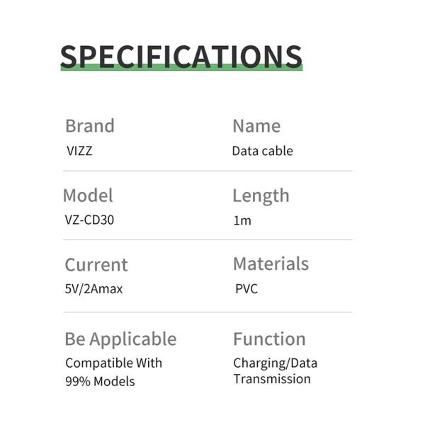1M CD30 USB Charging Cables