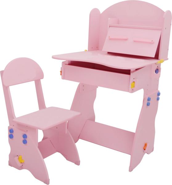 Quality 18.3KG Pink Solid Wooden Children'S Desk And Chair Set With Hidden Drawer for sale