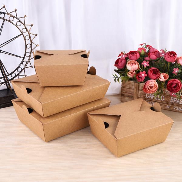 Quality Biodegradable Food Packaging Boxes Takeway Bento Lunch Box Kraft Paper for sale