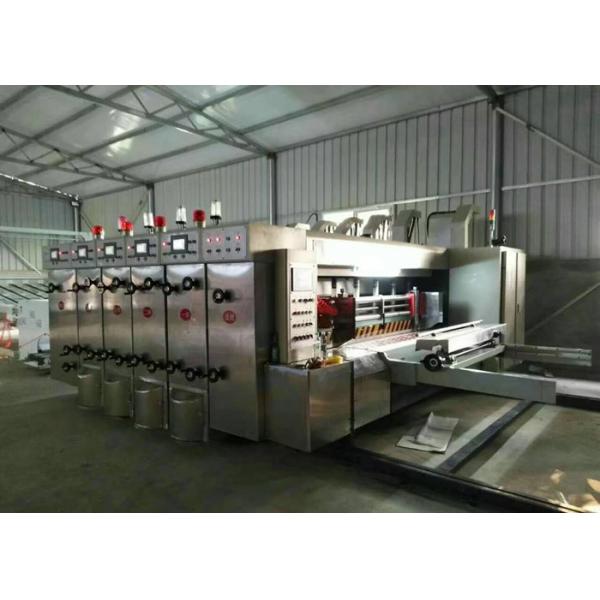 PLC Touch Screen Corrugated Box Printing Machine , Auto 4 Colors Flexo Die Cutter
