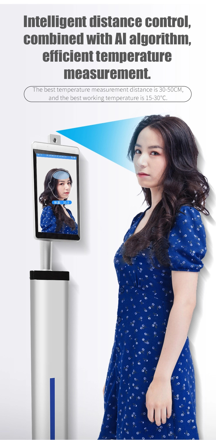 8 Inch AI Face Recognition Body Floor Standing Temperature Scanner