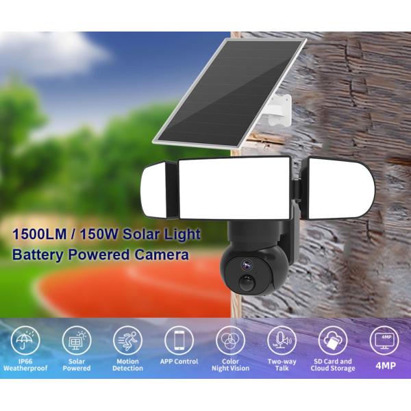 AQUZO Built In 90db Siren Alarm Cellular Security Camera Solar Battery Power Light