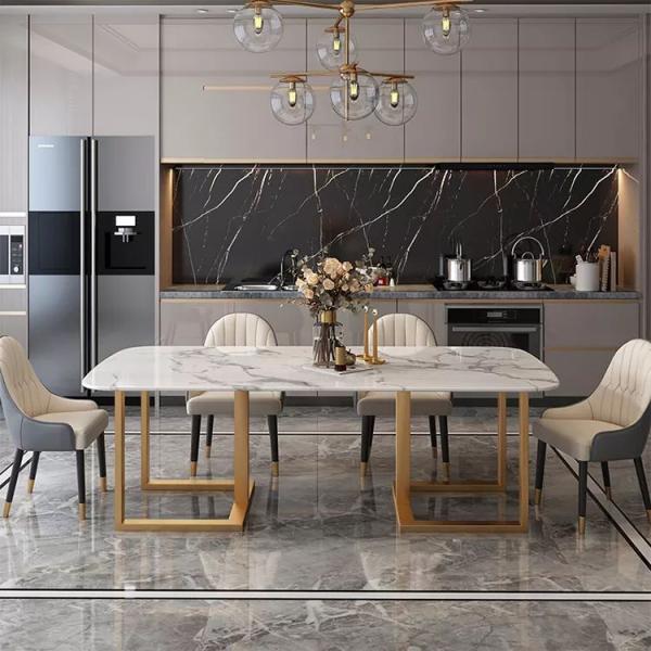 ISO9001 Marble Kitchen Table And Chairs 5 Piece Marble Dining Set