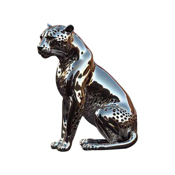 China Sculpture Factory Hotel Decoration Stainless Steel Cheetah Animal Sculpture