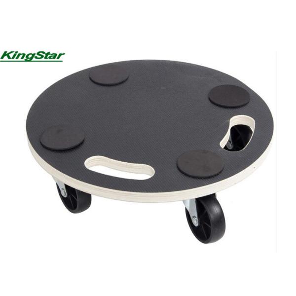 Round Plywood 4 Wheel Moving Dolly Trolley 380 Mm 200 Kg Capacity Black Color