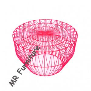 Metal Wire Frame Side Table Blue / Yellow Color Fashionable Design
