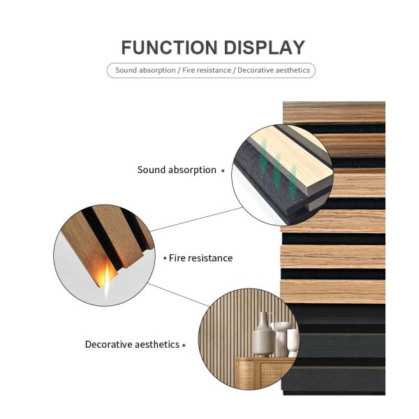 Tech Oak Walnut Wooden Veneer Wood PET Noise Absorbing Wall Panels Wood Slat Acoustic Panel