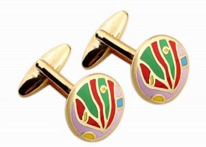 China Gold plated enamel cufflinks geometric metal custom men's shirt cuff links on sale