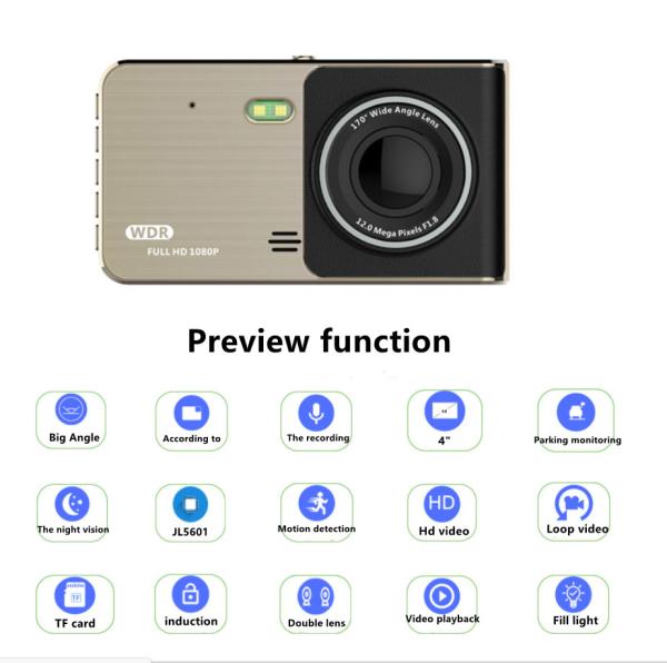 Quality 1080P DVR Recorder Motion Sensor Dash Cam With Reverse Camera for sale