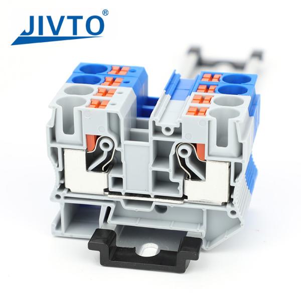 Quality PT10 Push-in Terminal Block Din Rail Wire Electrical Connector 10mm² Spring Screwless Feed-Through Strip Plug PT-10 for sale