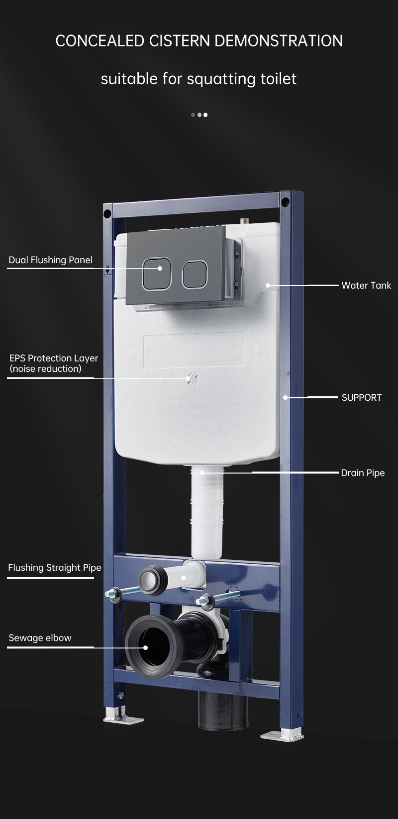 Customization Full Frame Concealed Cistern Tank Inwall Installation