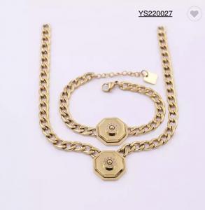 China 3 Piece Stainless Steel Jewelry Set Hexagon Cornucopia Gold Plated Bracelets on sale