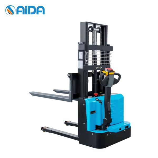 Quality Lead Acid  Full Electric Stacker battery pallet stacker Forklift Stand On High Efficiency for sale