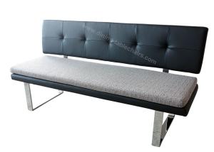 Backrest Upholstered Dining Bench High Density Sponge Chrome Plated Leg