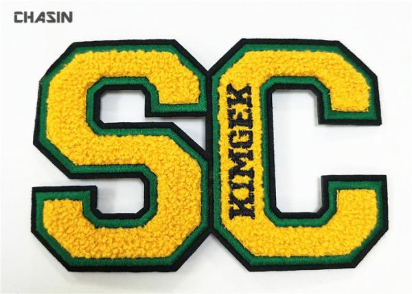 Quality Double Felt Chenille Embroidery Patches Smooth Laser Cut Border for sale