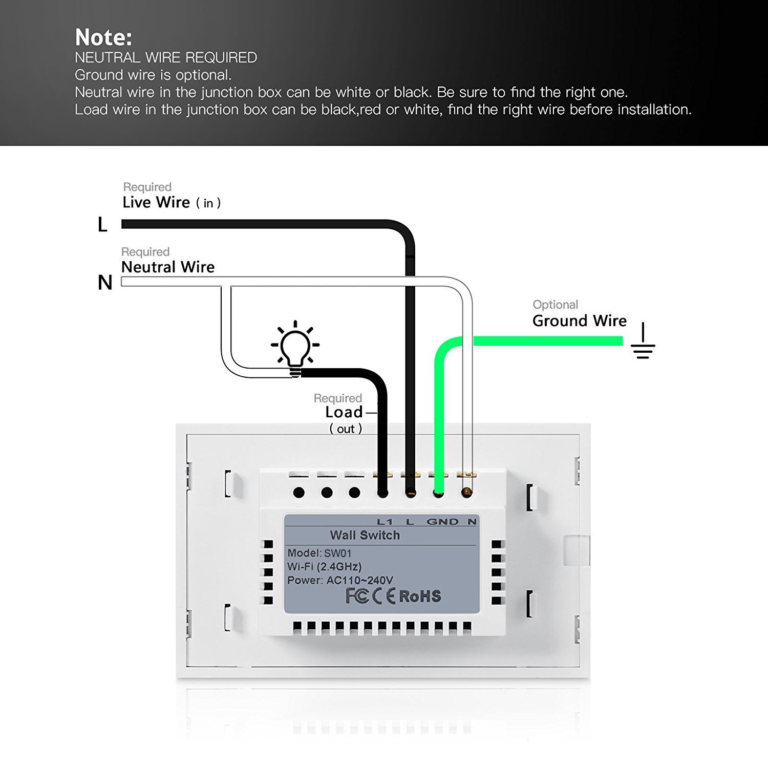 2 Gang US Touch Wifi Power Switch , Remote Control Switch 120 * 72 * 34mm