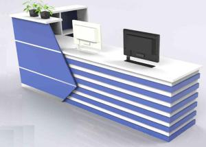 Buy cheap Wood With Lines Design Front Reception Desk / Office Reception Counter Dust Proof product