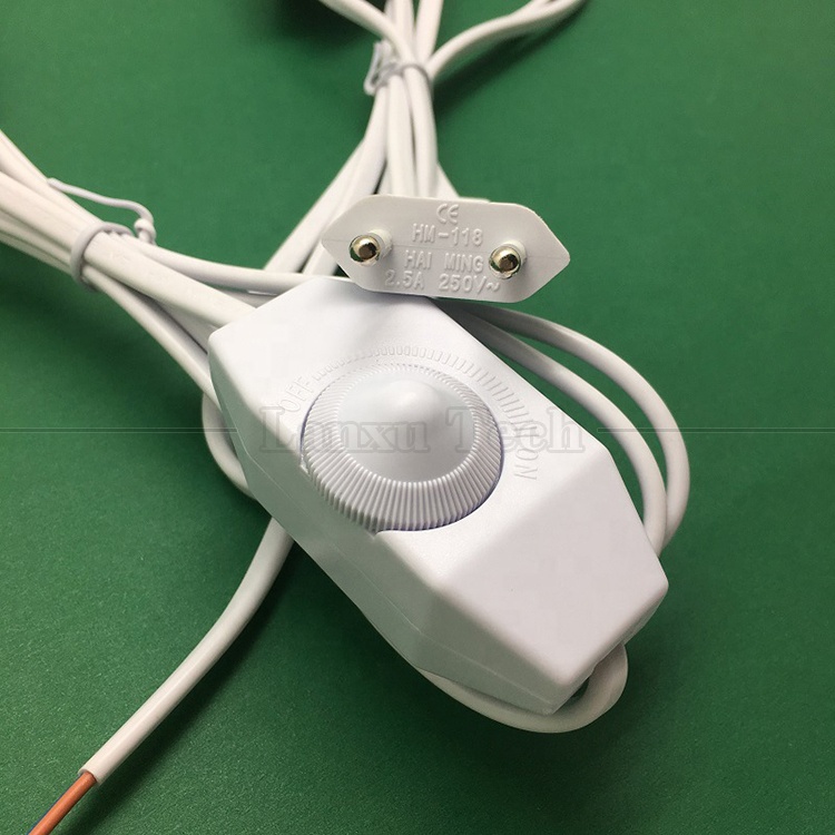 1.8m EU Plug ON OFF LED Dimmer Controller Adapter AC Power Extension Cord Cable for Table Lamp