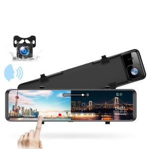 Waterproof 4K 11.26 Front And Back Dash Cam Voice Command IPS Screen