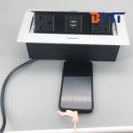 Office multi plug hidden table top socket with usb charger