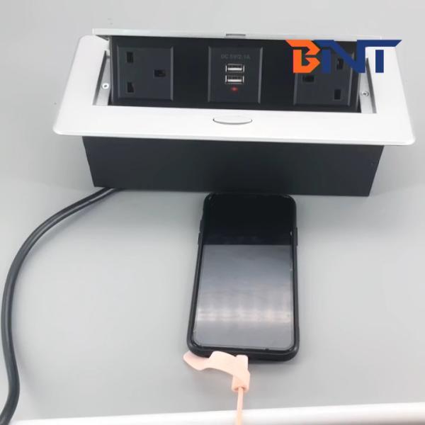 Office multi plug hidden table top socket with usb charger
