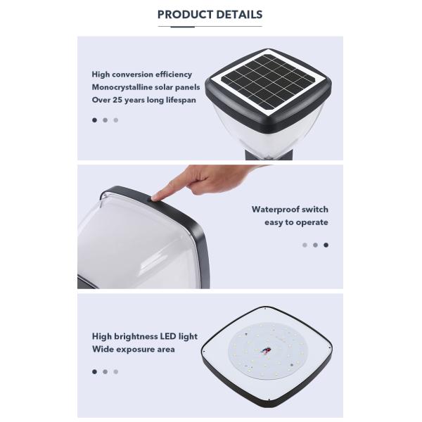 3000K 6500K Light Control Solar Pillar Lighting Solar lantern lamp for Landscape Decorative