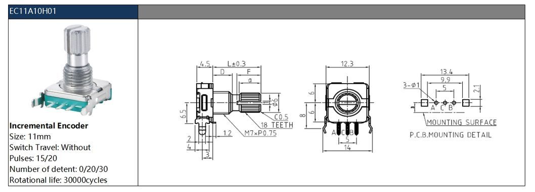 China Half Shaft Ec11 Rotary Encoder 15/20mm with Switch Digital Potentiometer Meihua Ice