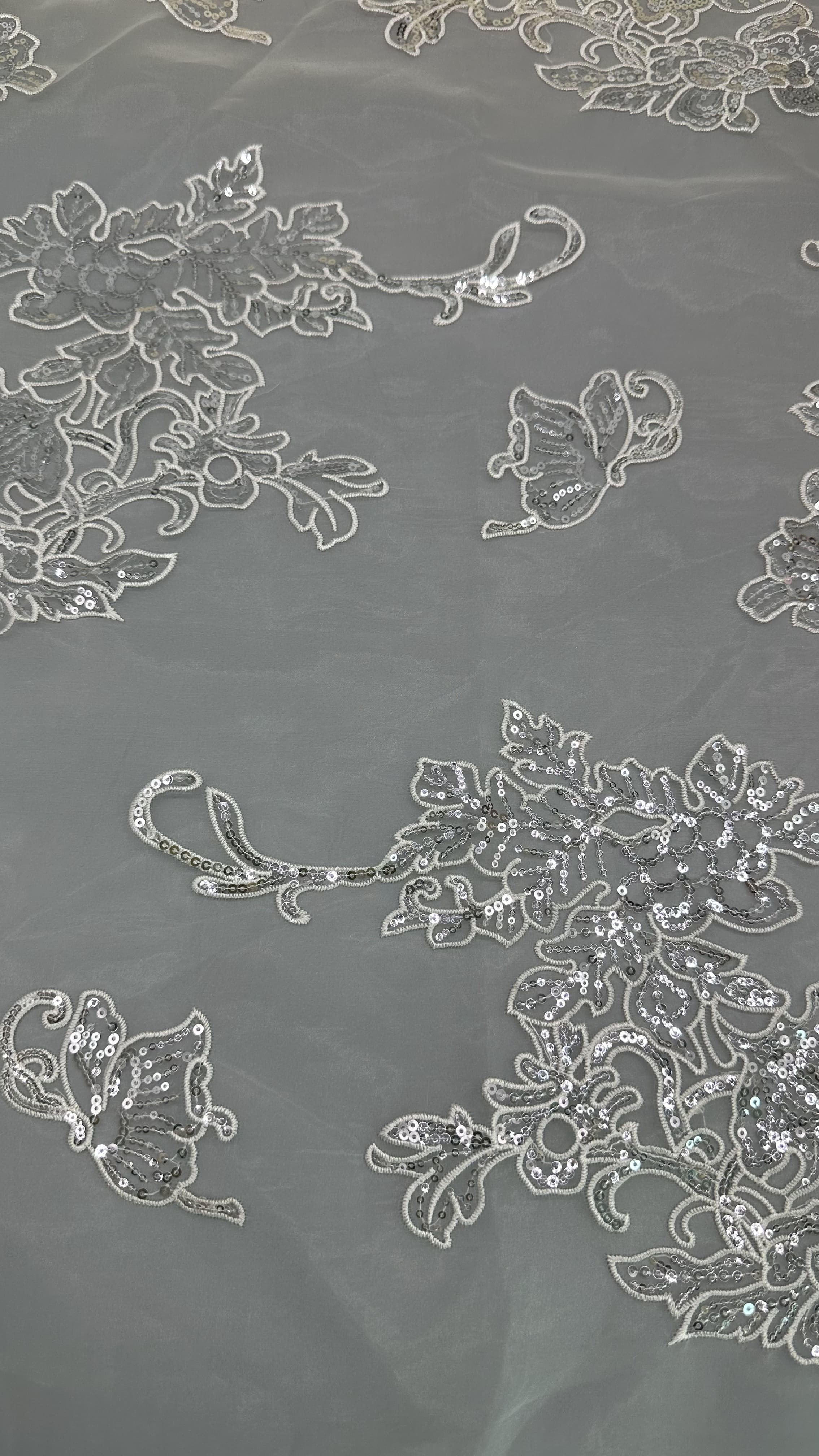 Sequin Embroidered Fabric Lace Fabric New Collections for Garments Gowns and Fashion Design