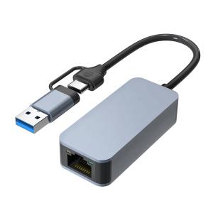 Buy cheap 2 In 1 Aluminum USB 3.0 Type C Ethernet Adapter for Fast and Stable Network Connection product