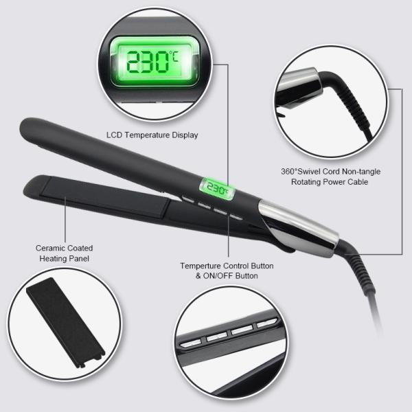 Black FCC MCH Heater Floating Plates Flat Iron For Natural Hair
