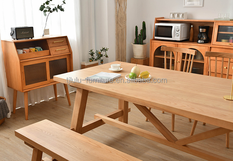 Nordic Style Rectangular Dining Table for Hotel and Restaurant Solid Wood Material Included