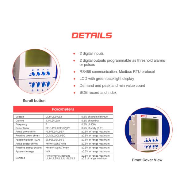 PM835 Three Phase Multifunction Power Meter Digital Panel Meter AC Wattmeter
