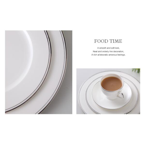 Exquisite 10" 25.8x1.8cm Gold Rim Bone China Dinnerware Set Cup