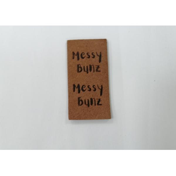 Suede Microfiber PU Leather Label Washable With Embossed Logo