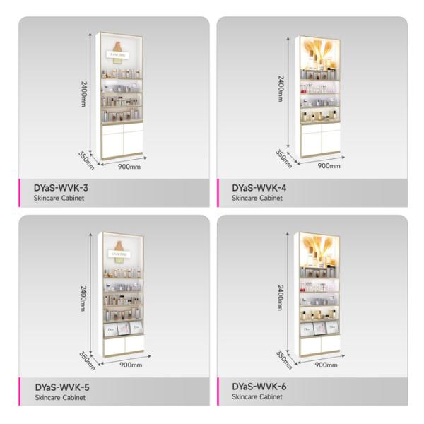 Cosmetic Store Rack White Wooden Skincare Cabinet With Light Box For Luxury Shop Display Furniture And Retail Shop Interior Design