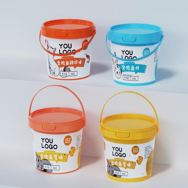 300ml 5 liter IML Customized Plastic Bucket With Lid For Honey Cookie Yogurt Butter Sauces