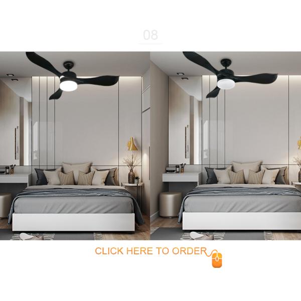 Energy Saving 1stshine Black ABS Blades Ceiling Fans with LED Lights and Remote Control 2-