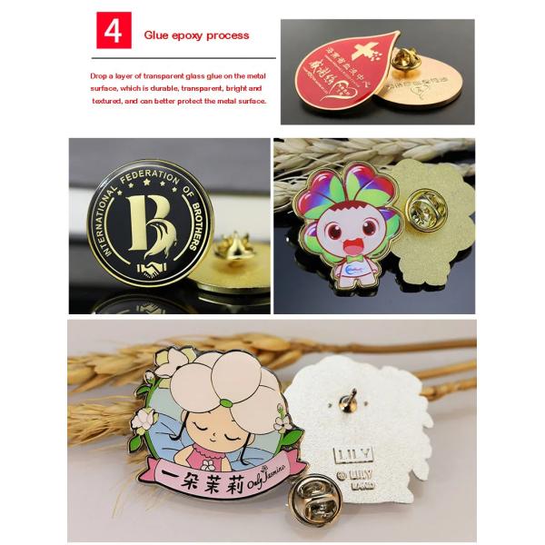Personalized Custom Hard Enamel Lapel Pin Badges Scratch Proof Red Rose Pin Badge