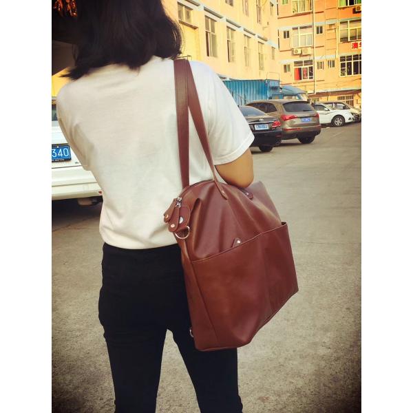 Neutral PU Leather Baby Changing Bag , Messenger Diaper Bag 18"W X 13"H X 4.5"D Inch